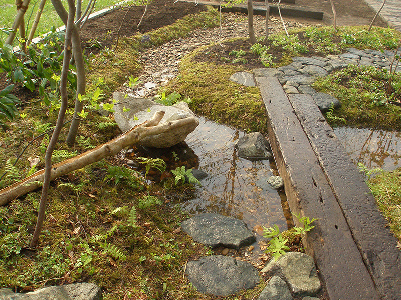 ハシバミの幹をくりぬいた筧