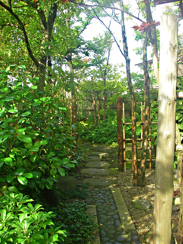 モミジに囲まれた山の趣きの門