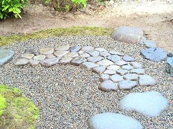 内露地の川石の延段